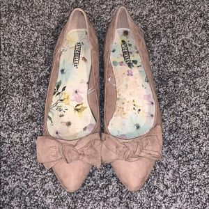 Nude suede flats